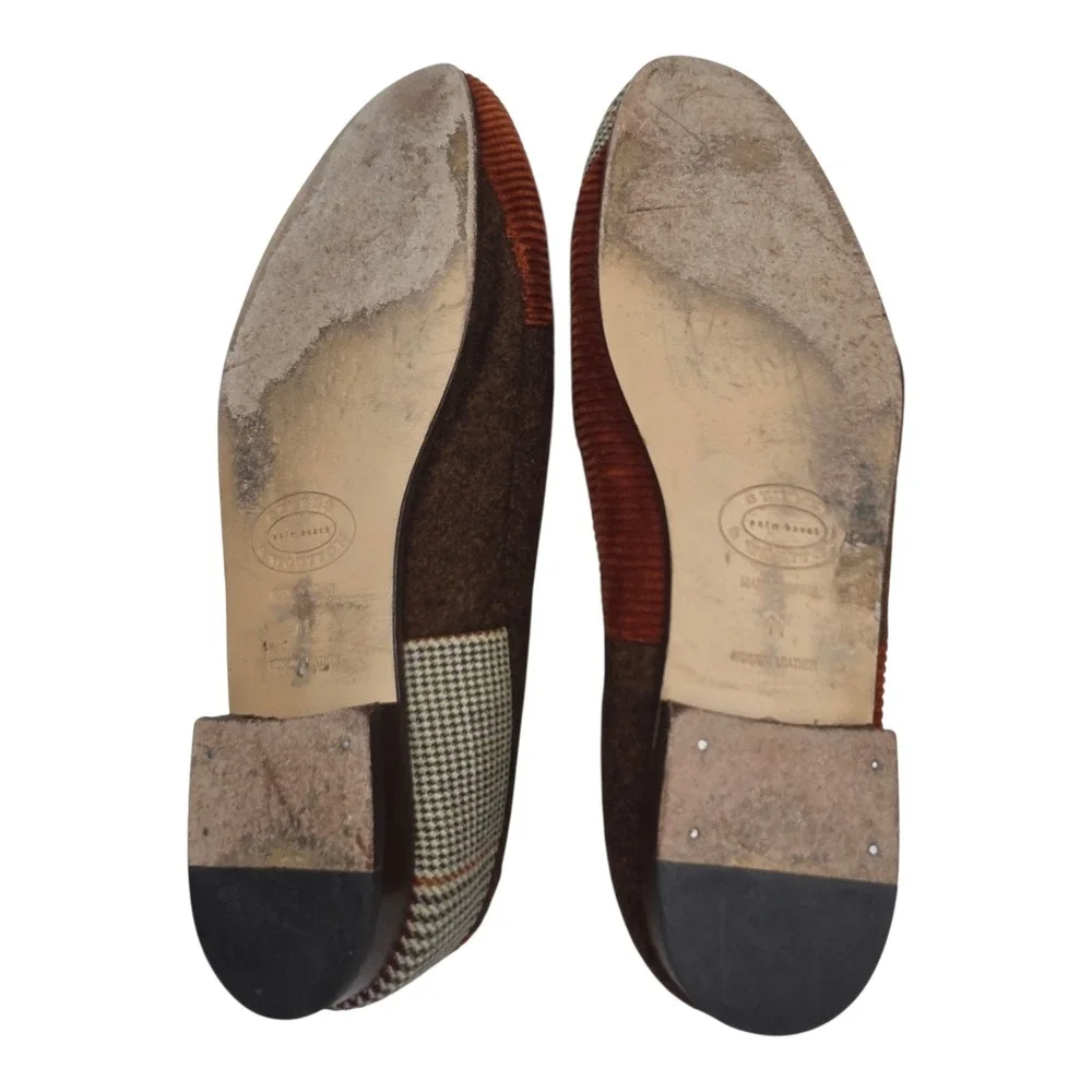 RARE Stubbs & Wootton Mismatched Patchwork Smoking Loafers 11 Brown Houndstooth